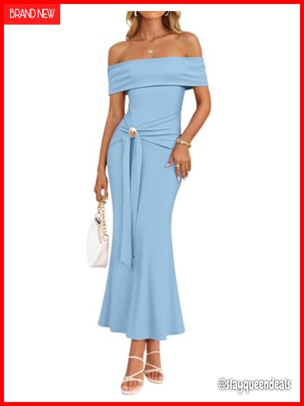 Off Shoulder Bodycon Maxi Dress Stretchy Knit Formal Summer Women